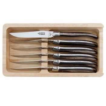 Boxed set 6 Laguiole Table G. David high gloss finish Horn shape
