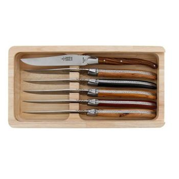 Boxed set 6 Laguiole Table G. David various woods matt finish