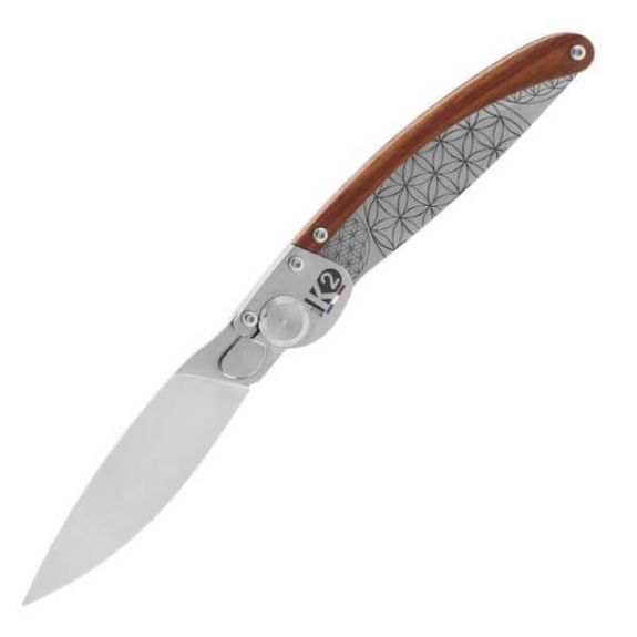 K2® folding knife by Roger Orfèvre with rosette decoration