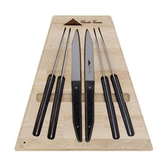 CHC.T6CHP Coffret 6 couteaux table Charles Canon manche charbon