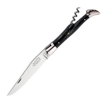 6832 Laguiole folding knife G. David 2 pieces black horn stainless steel bolster