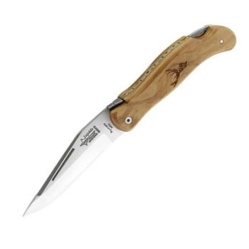 704.C Laguiole hunting folding knife "Grande Nature" by G. David olive tree with deer motif