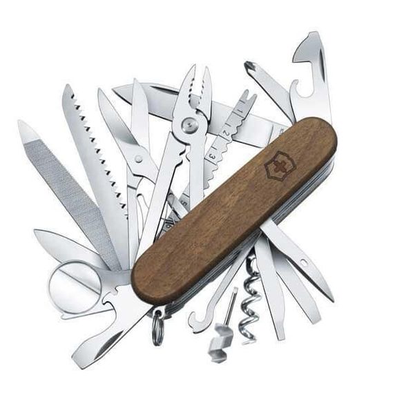 1.6791.63 Schweizer Messer Victorinox Swisschamp Walnuss mit Lupe