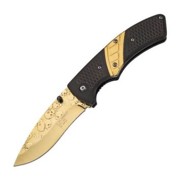 567212 Herbertz pocket knife wood/stainless steel with skull and crossbones