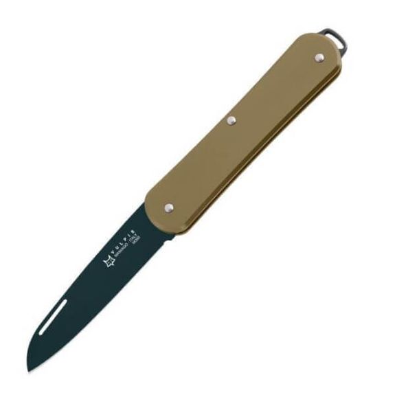 Fox Vulpis Klappmesser FX.VP130OTB Messing schwarze Klinge