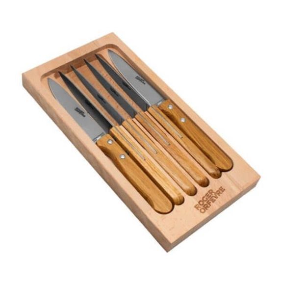 451461 Coffret 6 couteaux à steak Roger Orfèvre inox chêne