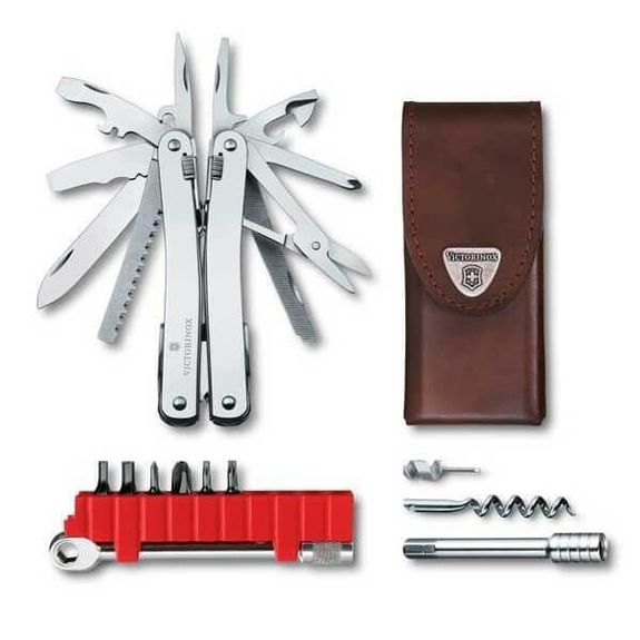 3.0236.L Victorinox Spirit X Plus Ratchet Swisstool with leather case