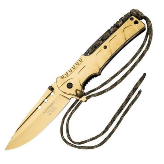 567112 Herbertz folding knife stainless steel gilded 12cm