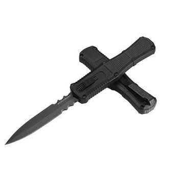 BEN3370SGY Benchmade Claymore Automatic Mixed Knife Black with OTF opening
