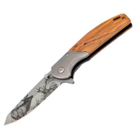 HE.55009 Herbertz Olivier folding knife with deer decoration