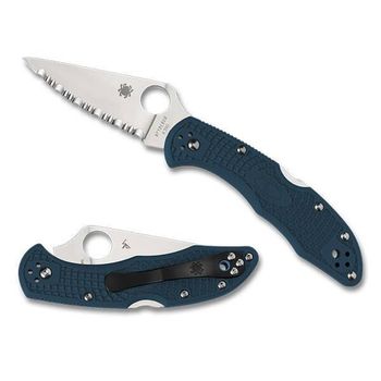 SPY C11FSK390 Klappmesser mit Verzahnung Spyderco Delica 4 K390 blau