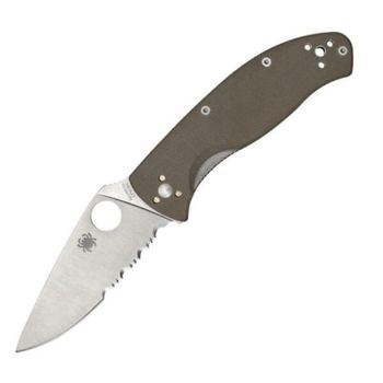 C122GBNM4PS-Spyderco ‘Tenacious’ G10 brown semi-serrated folding knife