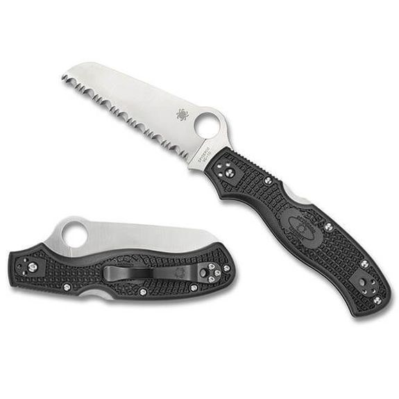 C14SBK3-Spyderco Rescue 3 93mm black serrated folding knife