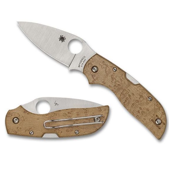 C152WDP Spyderco ‘CHAPARRAL’ folding knife Maple