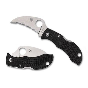 SPY MBKHBS Spyderco ManBug Hawkbill black folding knife with teeth