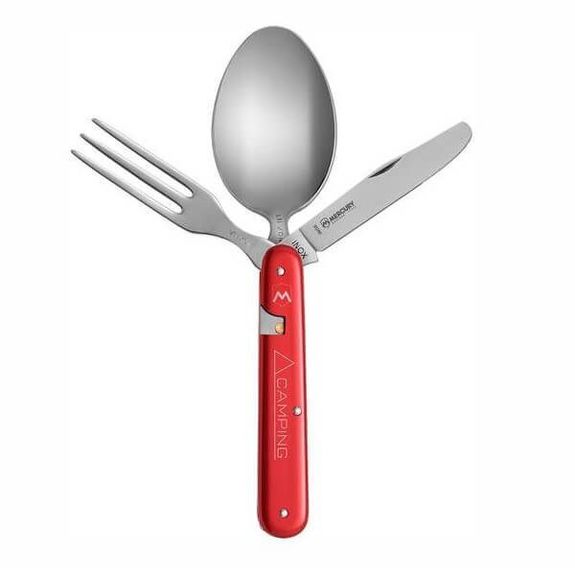 MY.992.3R Mercury 3-piece red camping cutlery set