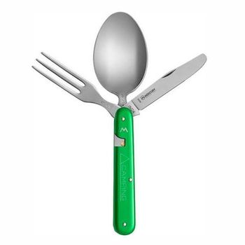 MY.992.3V Mercury 3-piece green camping cutlery set