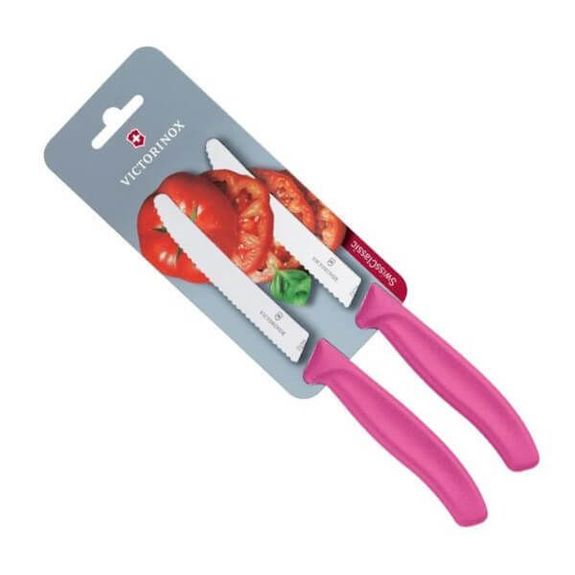 6.7836.L115B 2 couteaux tomate crantés Flashy Victorinox Swiss Classic 11cm
