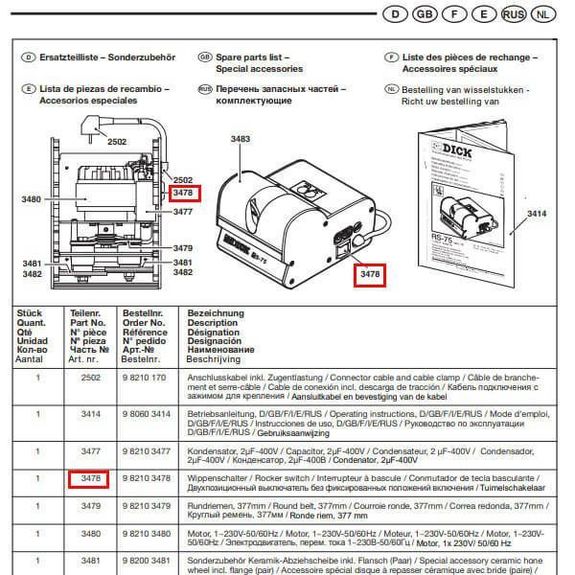 9 8210 3478 Wippschalter Dick RS-75/ RS-150