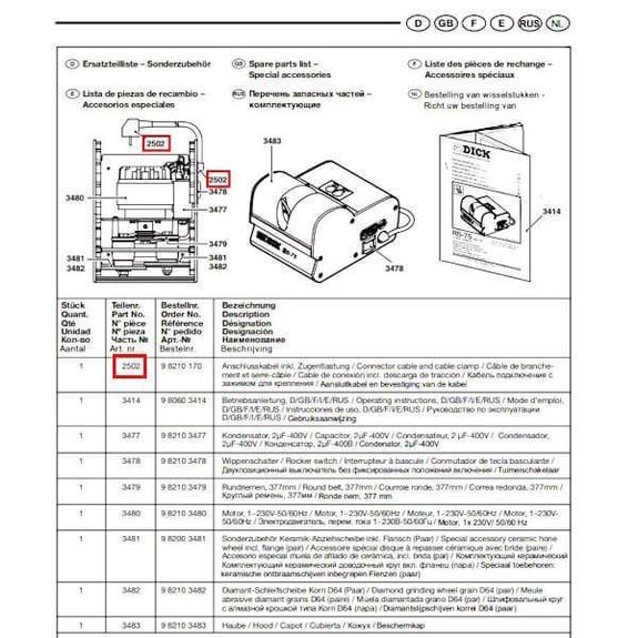 9 8209 2534 Anschlusskabel Dick RS-75/ RS-150