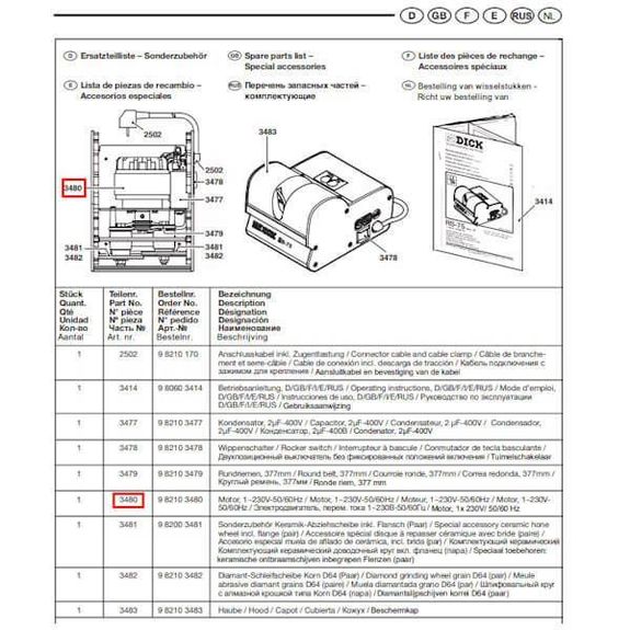 9 8210 3480 Dick RS-75/ RS-150 motor