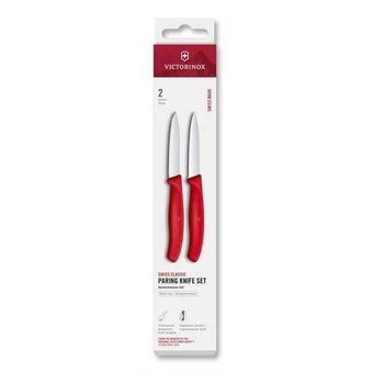 6.7691.2C1 Set of 2 Victorinox SwissClassic red utility knives 8cm serrated/smooth
