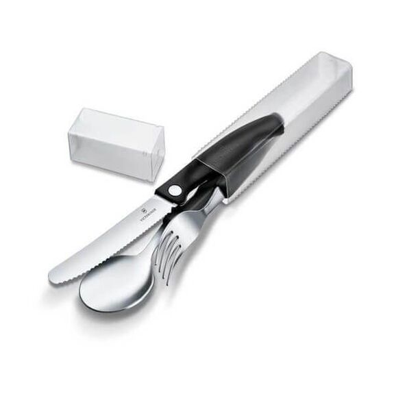 6.7193.3F - 6.7194.3FC1 Victorinox Swissclassic 3-piece folding cutlery set, black or green