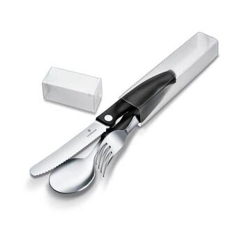 6.7193.3F - 6.7194.3FC1 Victorinox Swissclassic 3-piece folding cutlery set, black or green