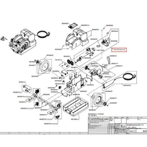 9 8210 3153 Komplette Bügeleinheit für SM110