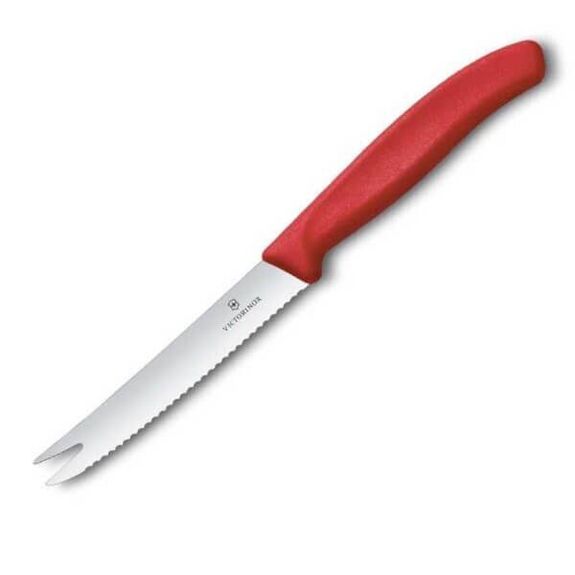 6.7861.C1 Couteau cranté fromage/saucisson Victorinox Swissclassic 11cm rouge