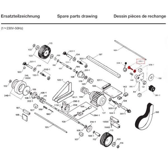 Dick spare part - Knurled screw and nut for Dick SM-160T belt grinder