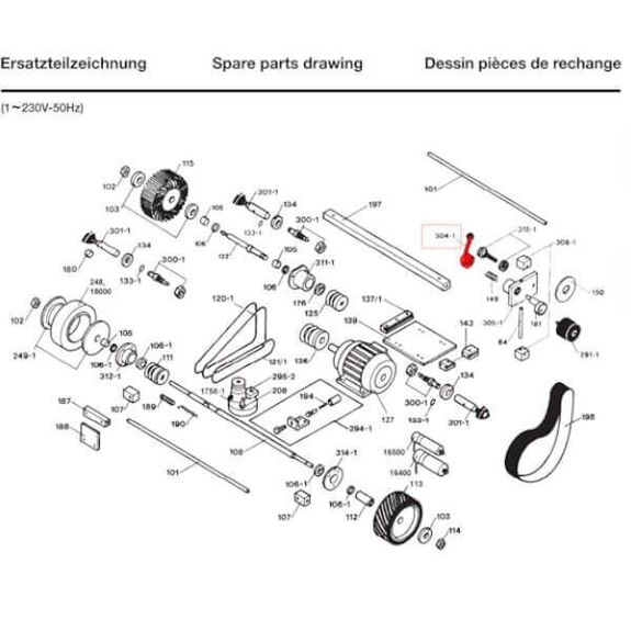 Release lever for DicK SM-160T belt grinder