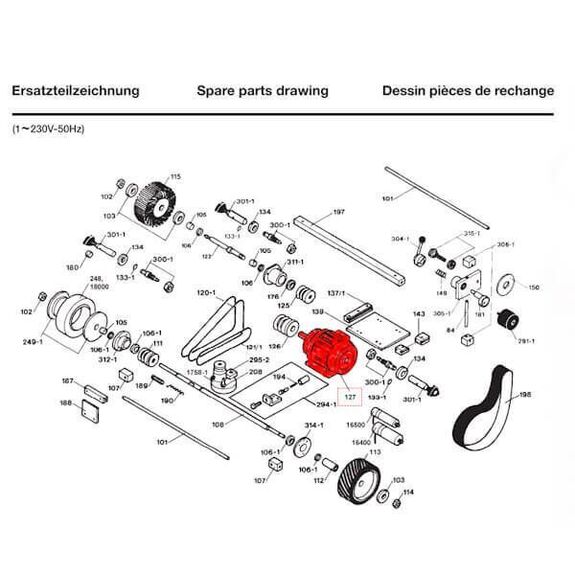Dick spare part - Motor and capacitor for Dick SM 160T belt grinder