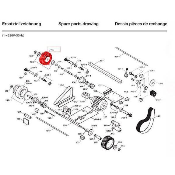 Dick spare part - Flap wheel for Dick SM 160T belt grinder 9 5300 060