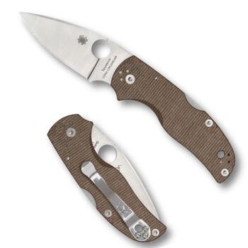 Spyderco Native 5 brown micarta folding knife C41MPCW5