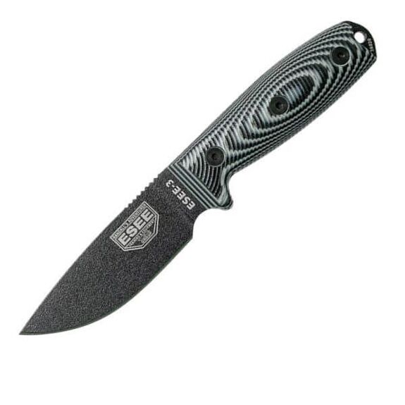Couteau fixe de survie ESEE-3 gris et noir E3PMB002