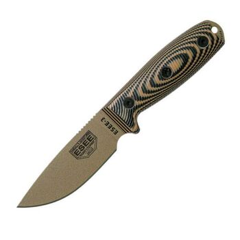 Fixed survival knife ESEE-3 handle coyote/black E3PMDE005
