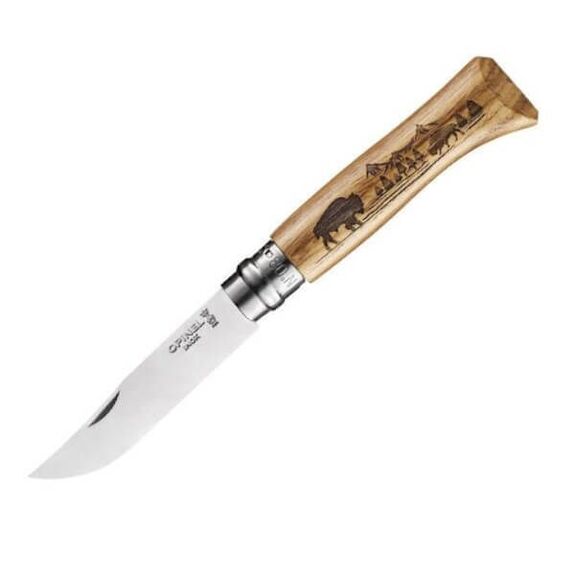 Couteau Opinel N° 8 VRI "Animalia America" Bison manche chêne 11cm