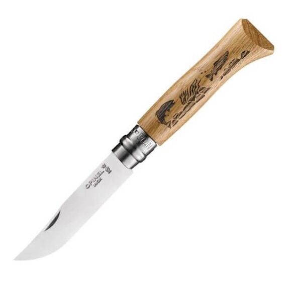 Couteau Opinel N° 8 VRI "Animalia America" poisson manche chêne 11cm