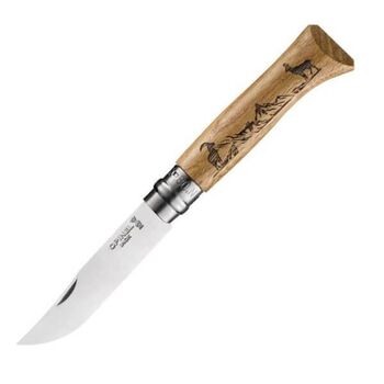 Opinel-Messer Nr. 8 VRI „Animalia America“ Sämischleder Griff Eiche 11cm
