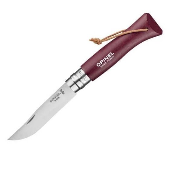 Opinel-Messer Nr. 8 „Colorama“ VRI Granat + Baroudeur-Link 92213