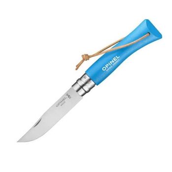 Opinel-Messer Nr. 7 „Colorama“ VRI cyan + Baroudeur-Link 92206