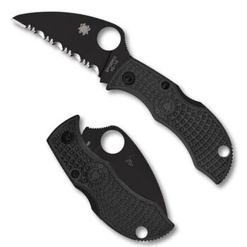 Couteau pliant denté Spyderco ManBug Wharncliffe tout noir MBKWSBK