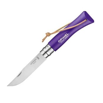 Couteau Opinel N° 7 "Colorama" VRI violet + lien Baroudeur 92205