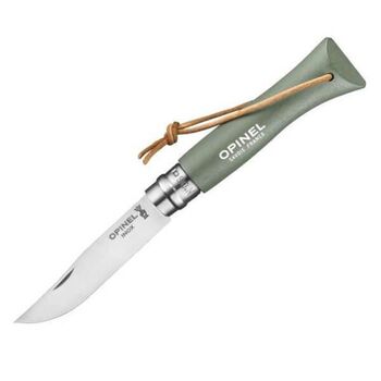 Couteau Opinel N° 6 "Colorama" VRI sauge + lien Baroudeur 92203