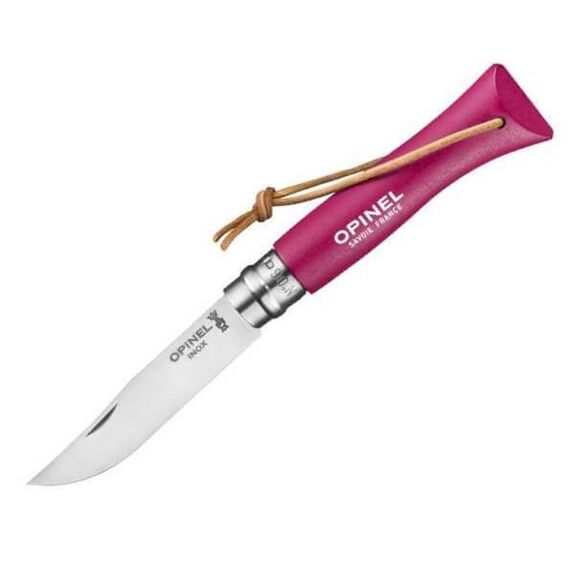 Opinel No. 6 "Colorama" Raspberry VRI Knife + Baroudeur 92201 Link