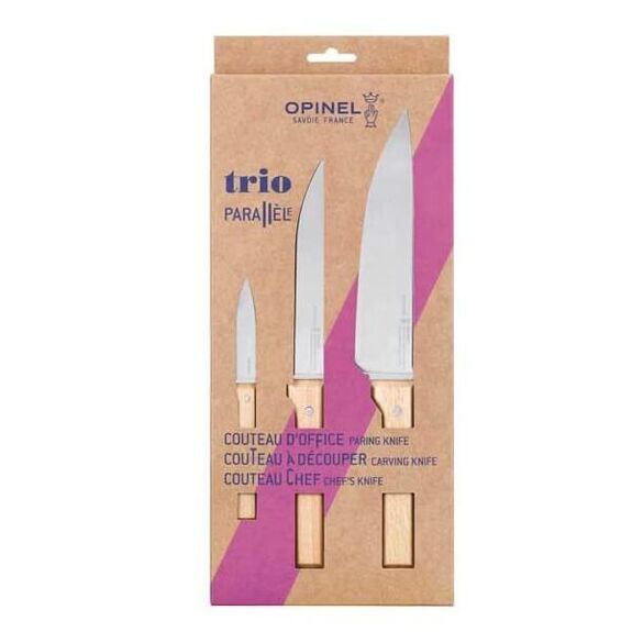 Coffret 3 Opinel "Parallèle Trio" manches hêtre 18381