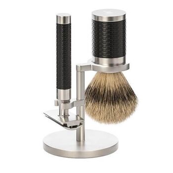 Mühle Rocca 3-teiliges Set aus versilbertem Edelstahl in Schwarz – geschlossener Kamm