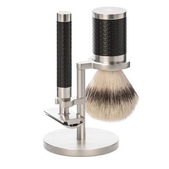 Set Muhle Rocca 3 pièces synthétique argenté inox brossé et noir