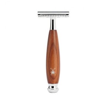 Muhle Vivo safety razor with a plum wood handle